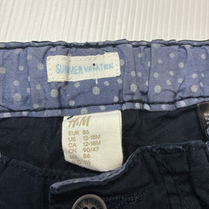 Boys H&M, navy cotton shorts, adjustable, EUC, size 1-2,  