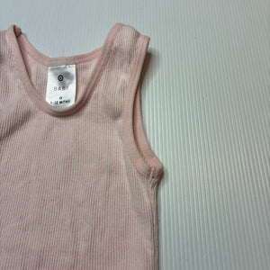 Girls Target, pink ribbed cotton singlet top, EUC, size 0,  