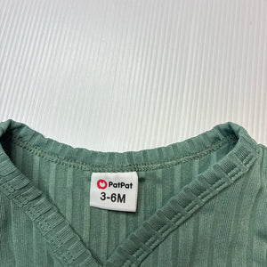 Girls PatPat, green ribbed lightweight romper, GUC, size 00,  