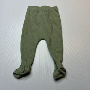 Unisex Cotton On, organic cotton blend footed leggings / bottoms, GUC, size 00,  