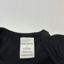 Load image into Gallery viewer, Unisex Baby Berry, black cotton singletsuit romper, GUC, size 0,  