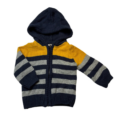 Boys Jack & Milly, knitted cotton / wool zip hoodie sweater, GUC, size 00,  