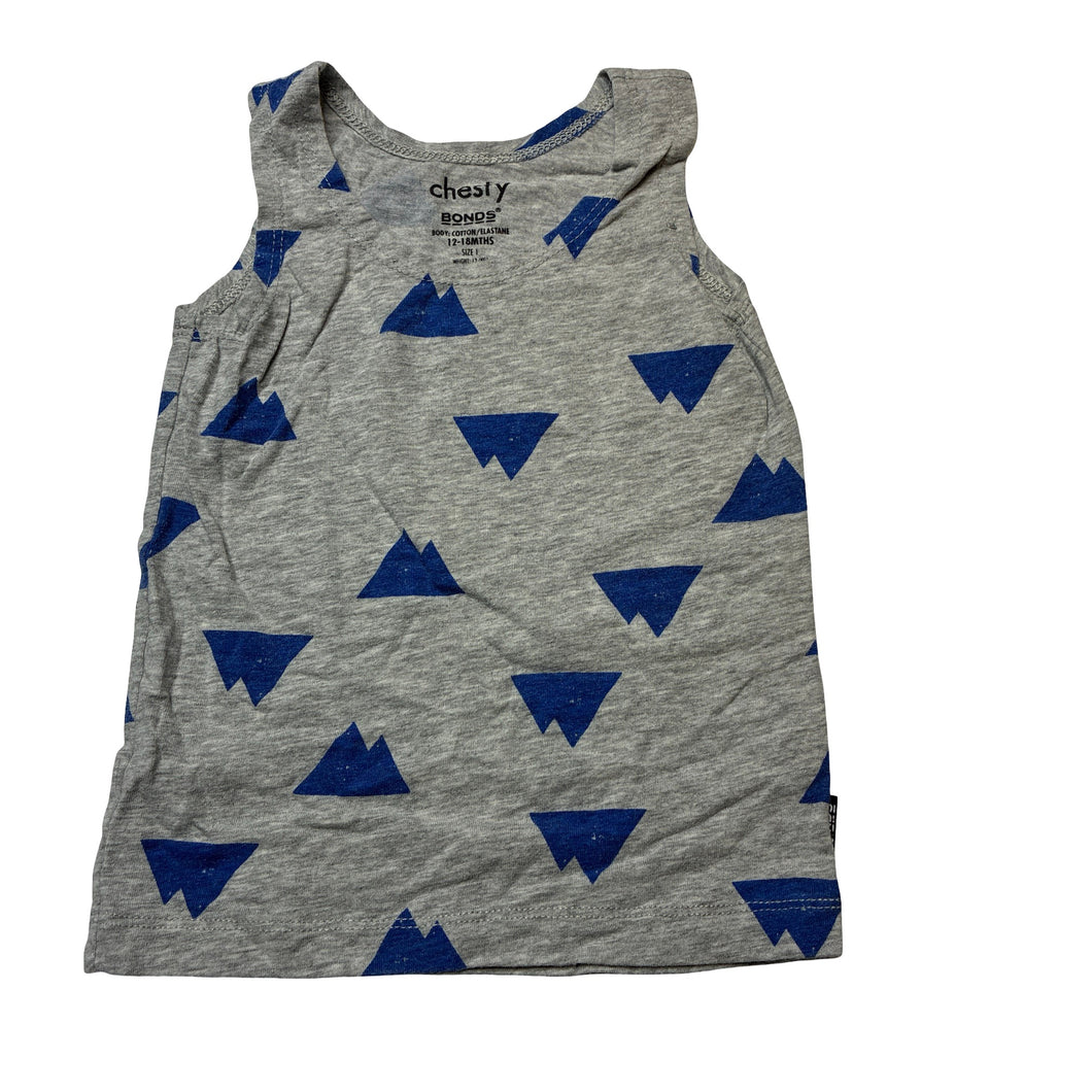 Unisex Bonds, stretchy chesty singlet top, GUC, size 1,  
