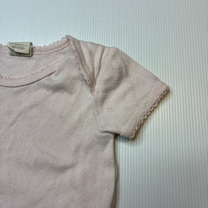 Girls Baby Berry, pointelle organic cotton bodysuit / romper, GUC, size 0,  