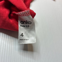 Load image into Gallery viewer, Boys Anko, red cotton tee / top, EUC, size 4,  