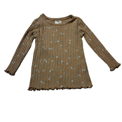 Girls Target, floral ribbed long sleeve top, GUC, size 0,  