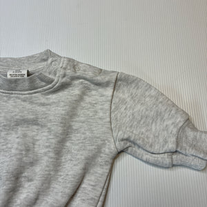 Unisex Baby Berry, fleece lined grey marle sweater / jumper, EUC, size 000,  
