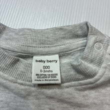 Load image into Gallery viewer, Unisex Baby Berry, fleece lined grey marle sweater / jumper, EUC, size 000,  