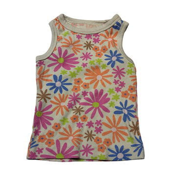 Girls Mango, stretchy ribbed floral singlet / tank top, GUC, size 3,  