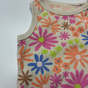 Girls Mango, stretchy ribbed floral singlet / tank top, GUC, size 3,  
