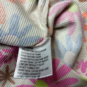 Girls Mango, stretchy ribbed floral singlet / tank top, GUC, size 3,  