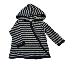 Load image into Gallery viewer, Unisex Cotton On, navy &amp; grey stripe cotton hooded top, EUC, size 000,  