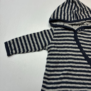 Unisex Cotton On, navy & grey stripe cotton hooded top, EUC, size 000,  