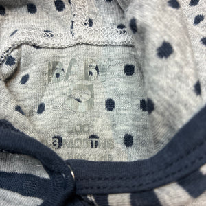 Unisex Cotton On, navy & grey stripe cotton hooded top, EUC, size 000,  