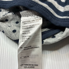 Load image into Gallery viewer, Unisex Cotton On, navy &amp; grey stripe cotton hooded top, EUC, size 000,  