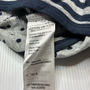 Unisex Cotton On, navy & grey stripe cotton hooded top, EUC, size 000,  