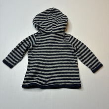 Load image into Gallery viewer, Unisex Cotton On, navy &amp; grey stripe cotton hooded top, EUC, size 000,  