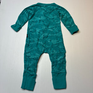 Unisex Bonds, ribbed zip wondersuit / zippy / romper, crocodiles, FUC, size 00,  