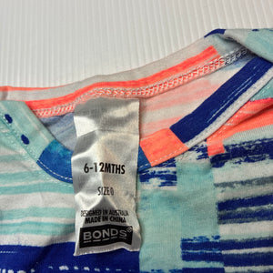 Unisex Bonds, colourful stretchy long sleeve tee / top, EUC, size 0,  