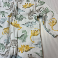 Load image into Gallery viewer, Unisex Dymples, organic cotton zip coverall / romper, dinosaurs, GUC, size 00,  