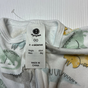 Unisex Dymples, organic cotton zip coverall / romper, dinosaurs, GUC, size 00,  