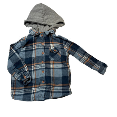Boys Tilt, flannel cotton long sleeve hooded shirt, GUC, size 2,  