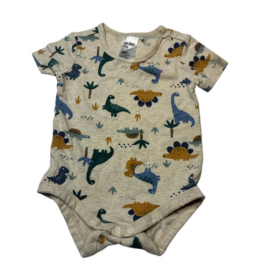 Boys Anko, stretchy bodysuit / romper, dinosaurs, EUC, size 00,  