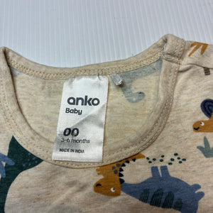 Boys Anko, stretchy bodysuit / romper, dinosaurs, EUC, size 00,  