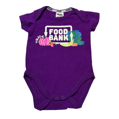 Unisex TRADIE Baby, purple stretchy bodysuit / romper, EUC, size 0000,  
