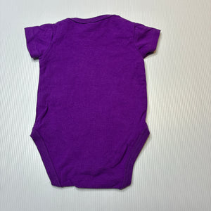 Unisex TRADIE Baby, purple stretchy bodysuit / romper, EUC, size 0000,  