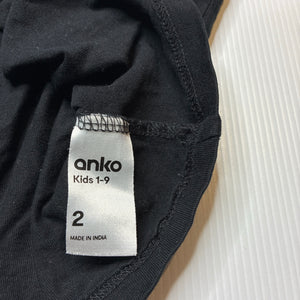 Boys Anko, black cotton tee / top, GUC, size 2,  