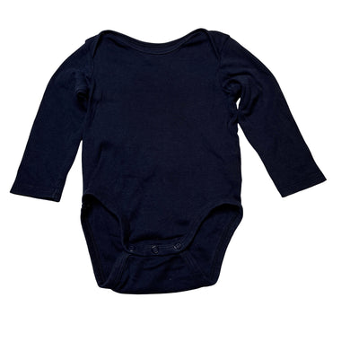 Unisex H&M, navy organic cotton bodysuit / romper, GUC, size 0,  