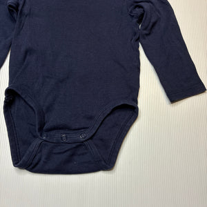 Unisex H&M, navy organic cotton bodysuit / romper, GUC, size 0,  