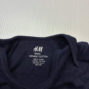 Unisex H&M, navy organic cotton bodysuit / romper, GUC, size 0,  