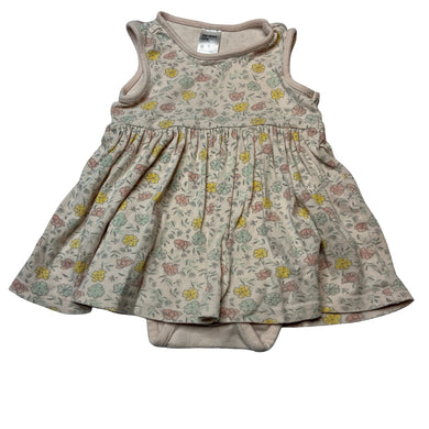 Girls Anko, floral cotton romper dress, GUC, size 0, L: 34cm
