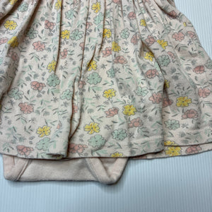 Girls Anko, floral cotton romper dress, GUC, size 0, L: 34cm