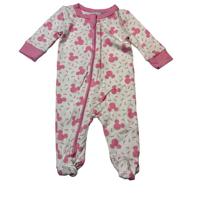 Girls Disney, Mickey / Minnie Mouse cotton zip coverall / romper, EUC, size 000,  