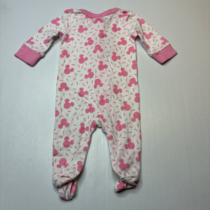 Girls Disney, Mickey / Minnie Mouse cotton zip coverall / romper, EUC, size 000,  