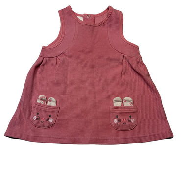 Girls Ollie's Place, ribbed cotton casual dress, wash fade, FUC, size 0, L: 36cm