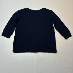 Boys Anko, navy waffle long sleeve top, EUC, size 1,  