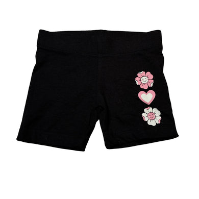 Girls Anko, black bike shorts, elasticated, flowers, EUC, size 2,  