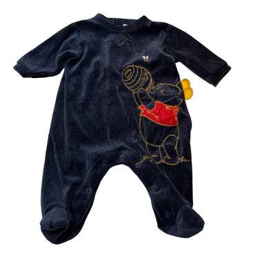 Unisex Disney, Winnie The Pooh embroidered velour coverall / romper, light mark on chest, FUC, size 000,  