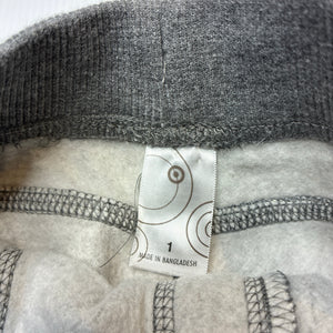 Boys Target, grey fleece lined casual pants, elasticated, EUC, size 1,  
