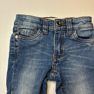 Unisex Cotton On, blue stretch denim jeans, adjustable, Inside leg: 25.5cm, FUC, size 1,  
