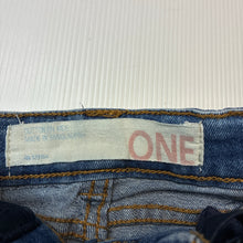 Load image into Gallery viewer, Unisex Cotton On, blue stretch denim jeans, adjustable, Inside leg: 25.5cm, FUC, size 1,  