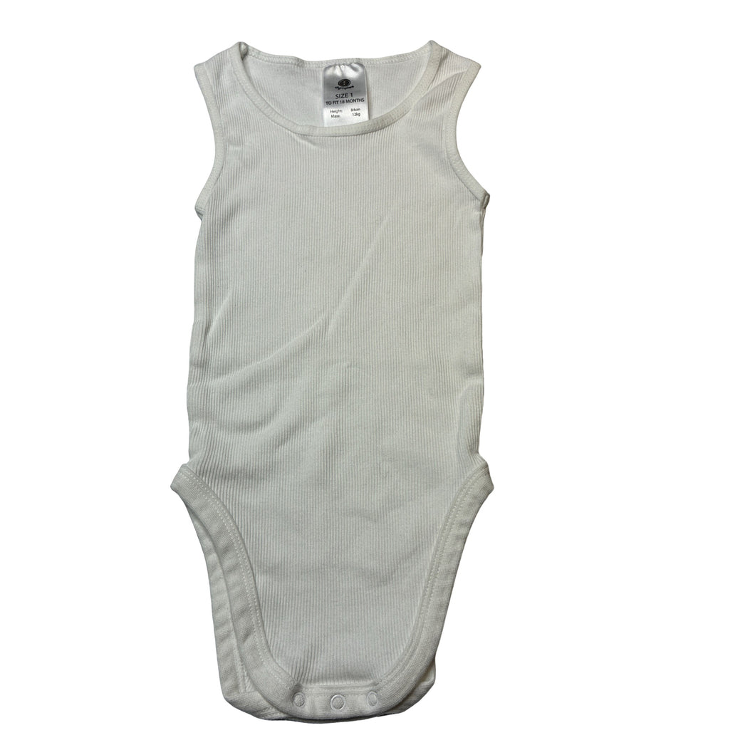 Unisex Dymples, ribbed organic cotton singletsuit / romper, EUC, size 1,  