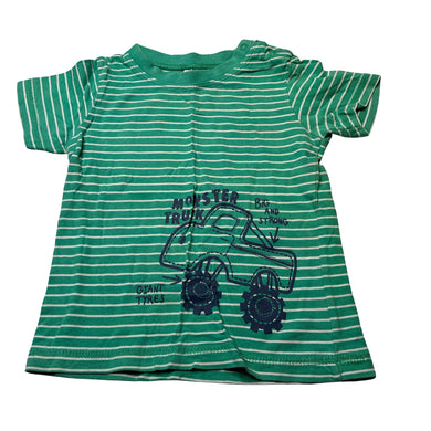 Boys Target, green cotton tee / top, monster truck, GUC, size 1,  