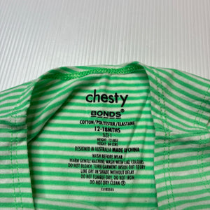 Unisex Bonds, striped stretchy chesty singlet top, FUC, size 1,  