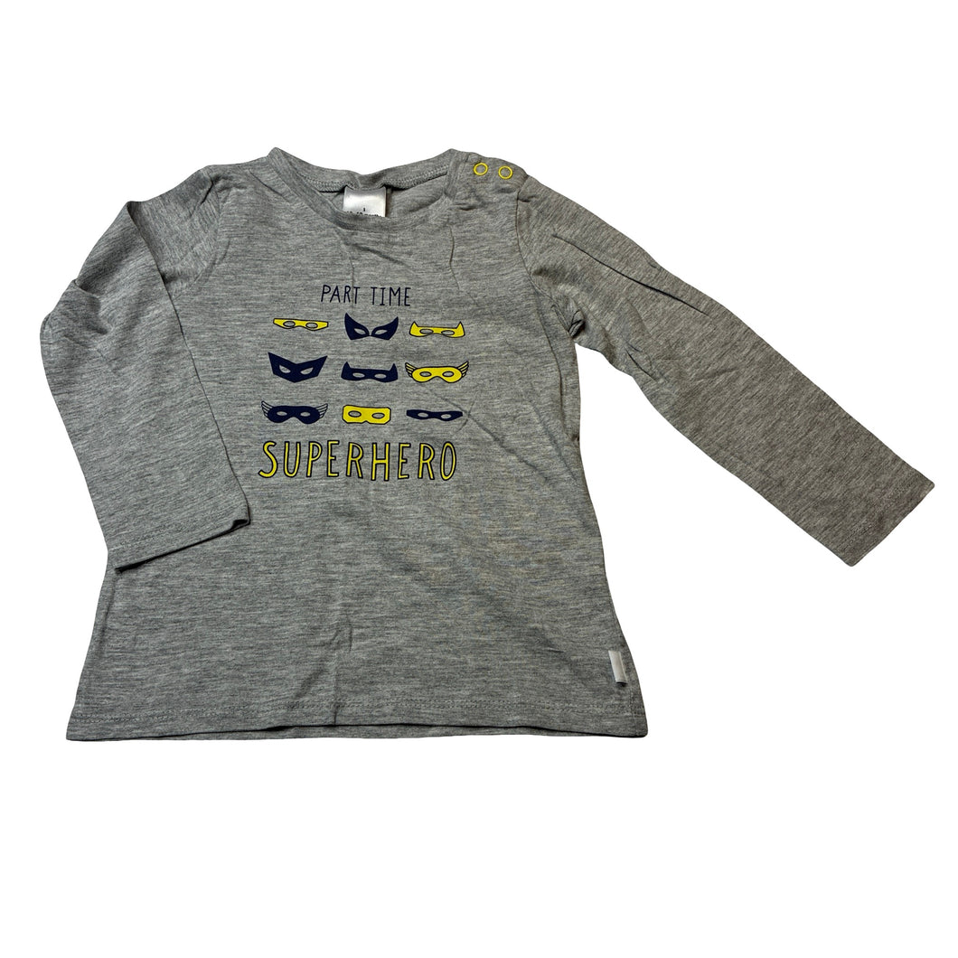 Boys Target, grey long sleeve tee / top, superhero, EUC, size 1,  