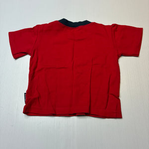 Boys Baby Kids, red cotton tee / top, sailboat, FUC, size 1,  